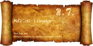 Mádi Tivadar névjegykártya