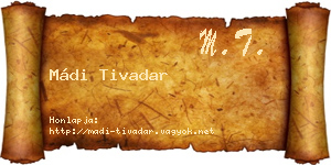 Mádi Tivadar névjegykártya